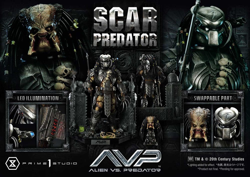 The Alien vs. Predator Museum Masterline Series Statue 1/3 Scar Predator Deluxe Bonus Version 93 cm - Versand: 7 Tage nach Bestellung
