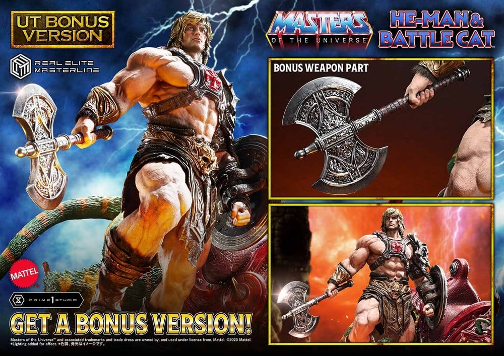 Masters of the Universe Real Elite Masterline Series Statue 1/4 He-Man & Battle Cat Ultimate Bonus Version 86 cm  - Preorder - ETA: 27.09.2027