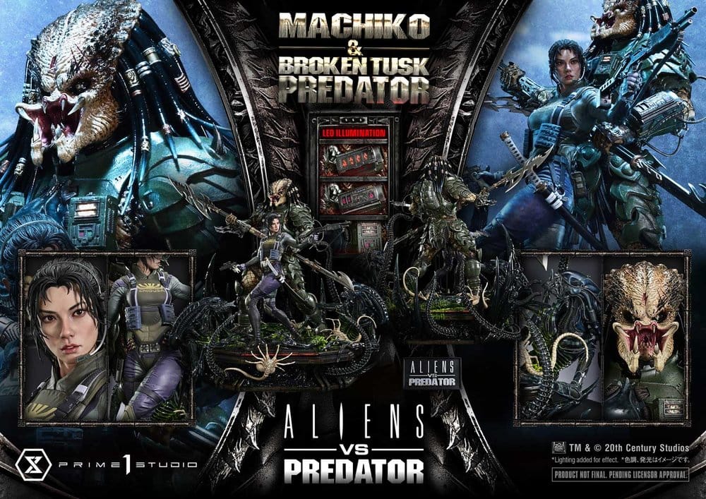 Aliens vs. Predator (Comic) Ultimate Premium Masterline Statue 1/4 Machiko & Broken Tusk Predator 79 cm - Preorder - ETA: 25.04.2028