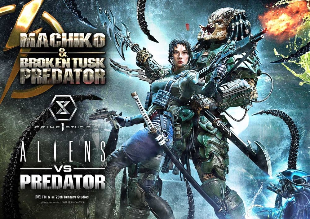 Aliens vs. Predator (Comic) Ultimate Premium Masterline Statue 1/4 Machiko & Broken Tusk Predator Deluxe Version 84 cm - Preorder - ETA: 25.04.2028