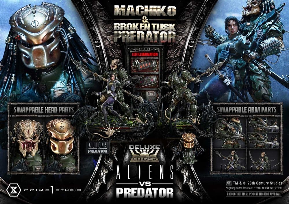 Aliens vs. Predator (Comic) Ultimate Premium Masterline Statue 1/4 Machiko & Broken Tusk Predator DX Bonus Version 84 cm - Preorder - ETA: 25.04.2028
