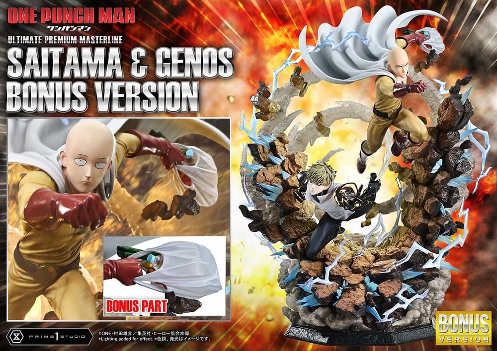 One-Punch Man Ultimate Premium Masterline Series Statue 1/4 Saitama & Genos DX Bonus Version 73 cm  - Preorder - ETA: 27.12.2027