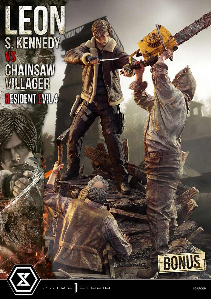 Resident Evil 4 Ultimate Premium Masterline Series Statue 1/4 Leon S. Kennedy vs. Chainsaw Villager Bonus Ver. 76 cm                - Preorder - ETA: 25.10.2026
