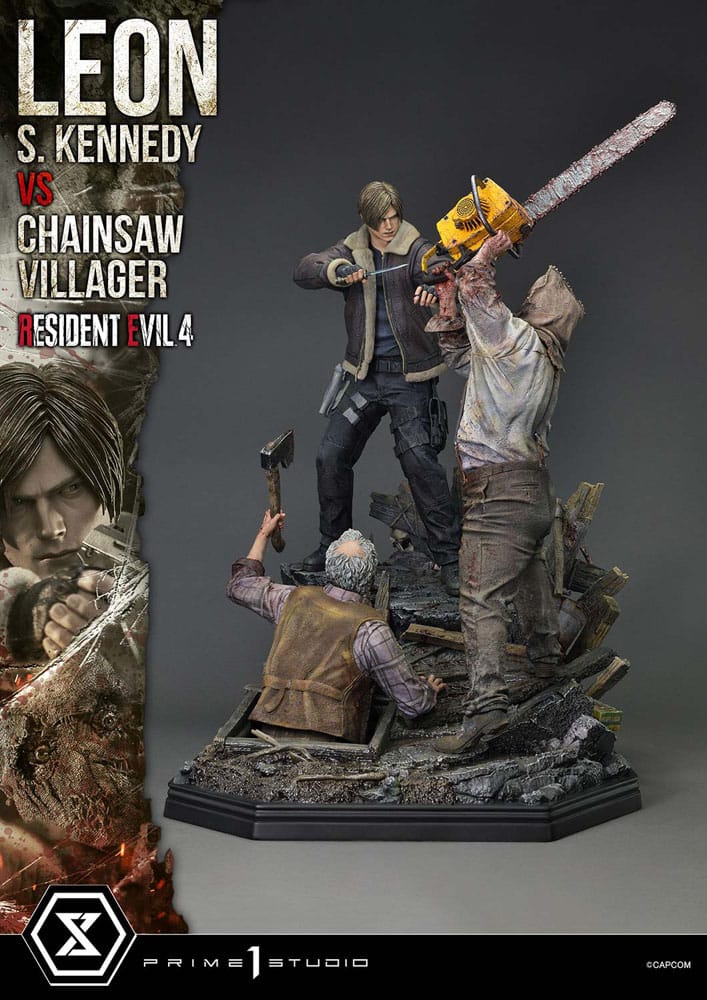 Resident Evil 4 Ultimate Premium Masterline Series Statue 1/4 Leon S. Kennedy vs. Chainsaw Villager Bonus Ver. 76 cm                - Preorder - ETA: 25.10.2026