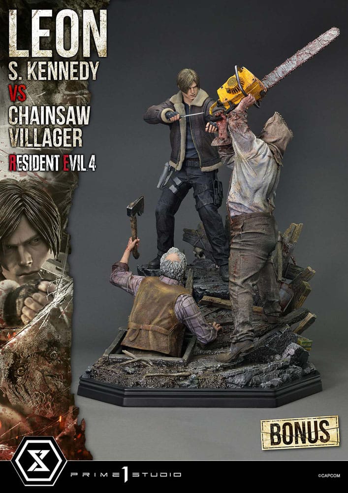 Resident Evil 4 Ultimate Premium Masterline Series Statue 1/4 Leon S. Kennedy vs. Chainsaw Villager Bonus Ver. 76 cm                - Preorder - ETA: 25.10.2026