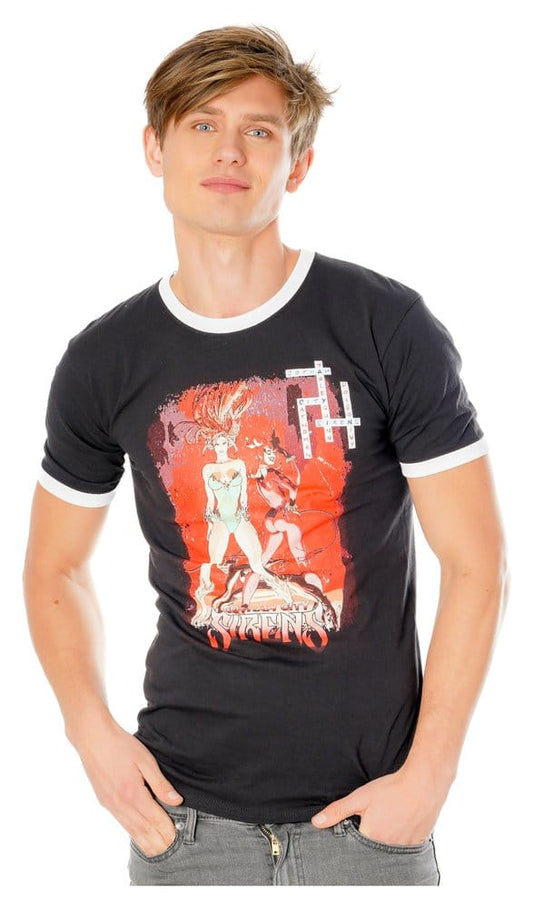 Gotham City Sirens T-Shirt Crossword Black Ringer Größe M - Versand: 7 Tage nach Bestellung