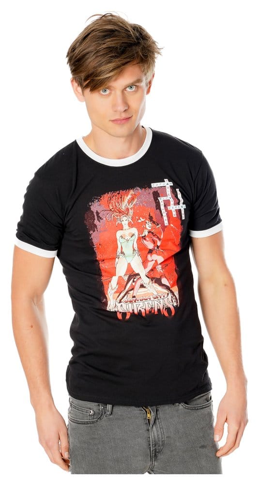Gotham City Sirens T-Shirt Crossword Black Ringer Größe XXL - Versand: 7 Tage nach Bestellung