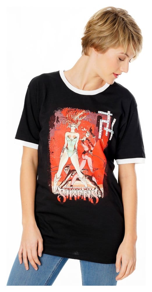 Gotham City Sirens T-Shirt Crossword Black Ringer Größe L - Versand: 7 Tage nach Bestellung
