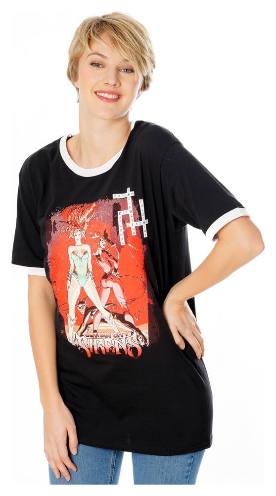 Gotham City Sirens T-Shirt Crossword Black Ringer Größe S - Versand: 7 Tage nach Bestellung