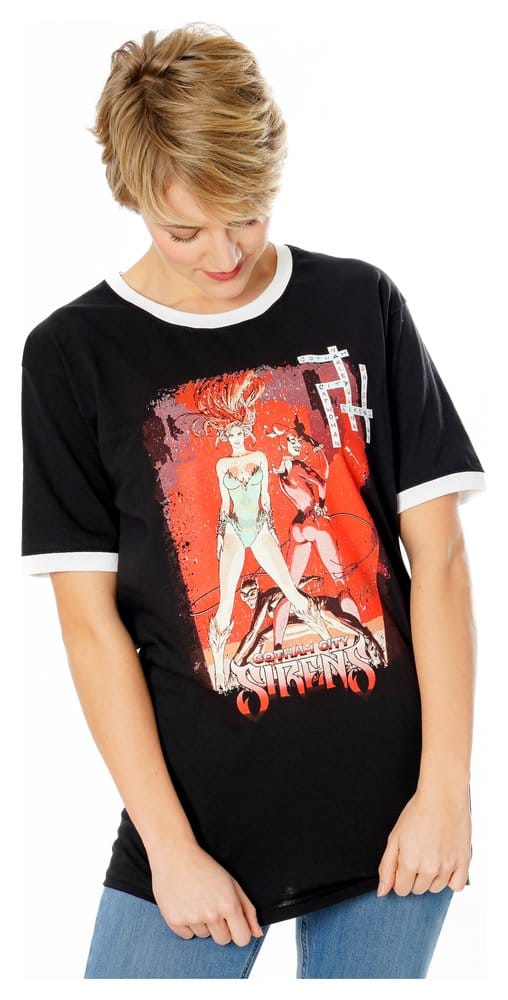 Gotham City Sirens T-Shirt Crossword Black Ringer Größe M - Versand: 7 Tage nach Bestellung
