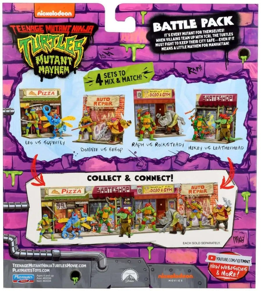 Teenage Mutant Ninja Turtles: Mutant Mayhem Battle Pack Actionfiguren Raphael vs. Rocksteady 11 cm - Preorder - ETA: 25.09.2026