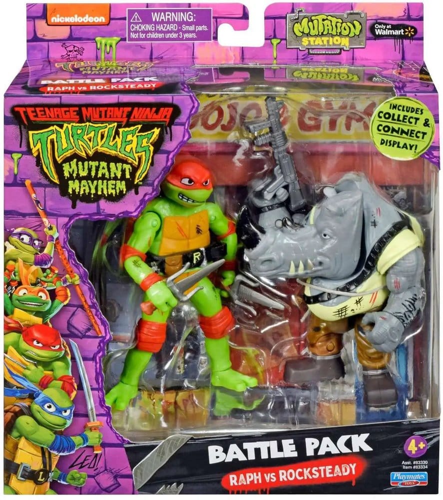 Teenage Mutant Ninja Turtles: Mutant Mayhem Battle Pack Actionfiguren Raphael vs. Rocksteady 11 cm - Preorder - ETA: 25.09.2026