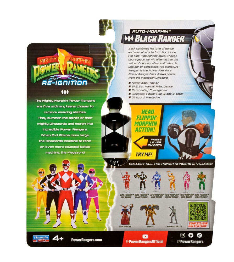Power Rangers Actionfigur Auto-Morphin Black Ranger 12 cm - Versand: 5-7 Tage nach Bestellung