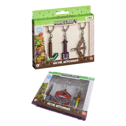 Minecraft 3-Pack Schlüsselanhänger Sortiment (12)  - Versand: 5-7 Tage nach Bestellung