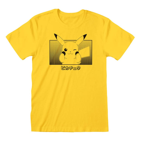 Pokemon T-Shirt Pikachu Katakana Größe M - Versand: 5-7 Tage nach Bestellung