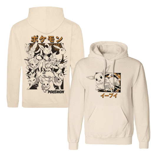Pokémon Kapuzenpullover Evoli Evolutions Katakana Größe M - Versand: 5-7 Tage nach Bestellung