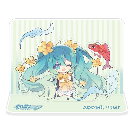 Hatsune Miku Acryl Figurenaufsteller aus Acryl Hatsune Miku Spring Time Chibi Miku with Koi 11 cm  - Versand: 7 Tage nach Bestellung