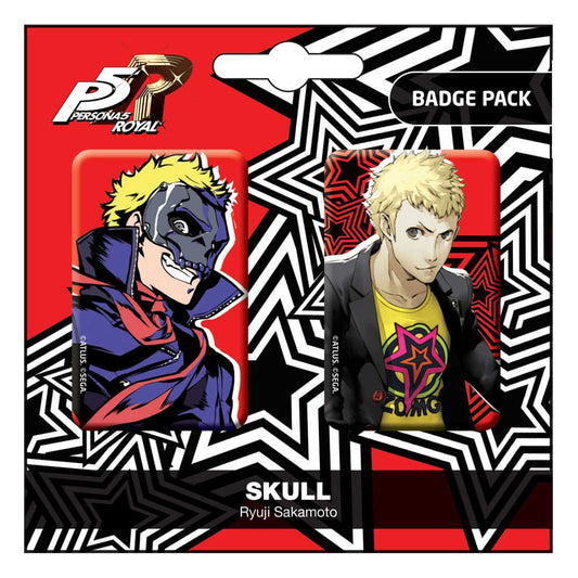 Persona 5 Royal Ansteck-Buttons Doppelpack Skull / Ryui Sakamoto - Versand: 7 Tage nach Bestellung