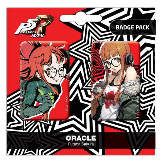 Persona 5 Royal Ansteck-Buttons Doppelpack Oracle / Futaba Sakura - Versand: 7 Tage nach Bestellung