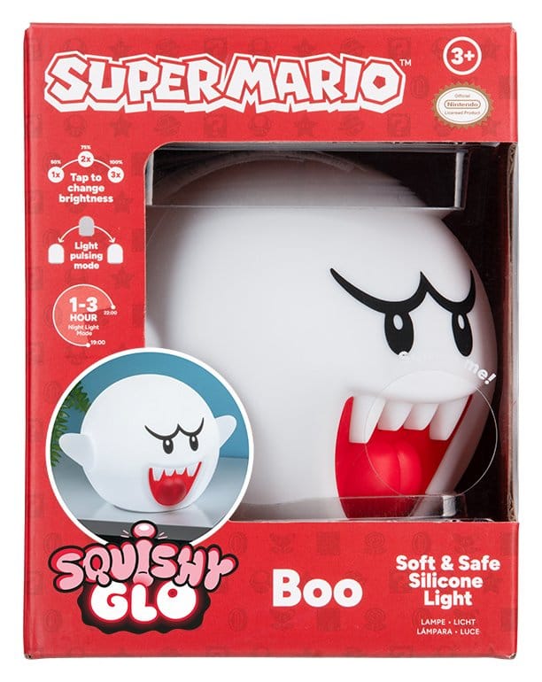 Super Mario SquishyGlo Silikon-Leuchte Boo Rechargeable V2 14 cm - Preorder - ETA: 09.11.2026