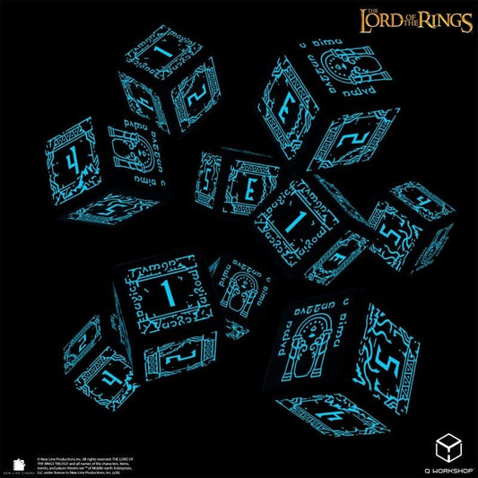 Der Herr der Ringe: 10er D6 Würfelset Moria (Glow in the dark) - Versand: 7 Tage nach Bestellung