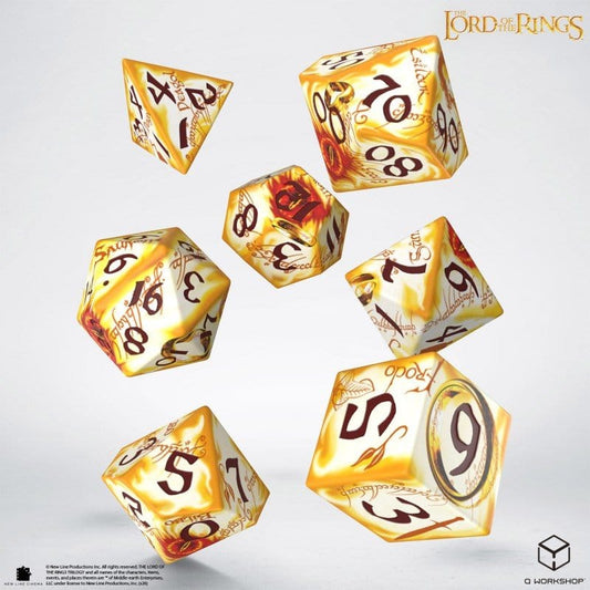 Der Herr der Ringe Full Art 7er-Würfelset Ringträger (Whitefire Radiance) - Versand: 7 Tage nach Bestellung