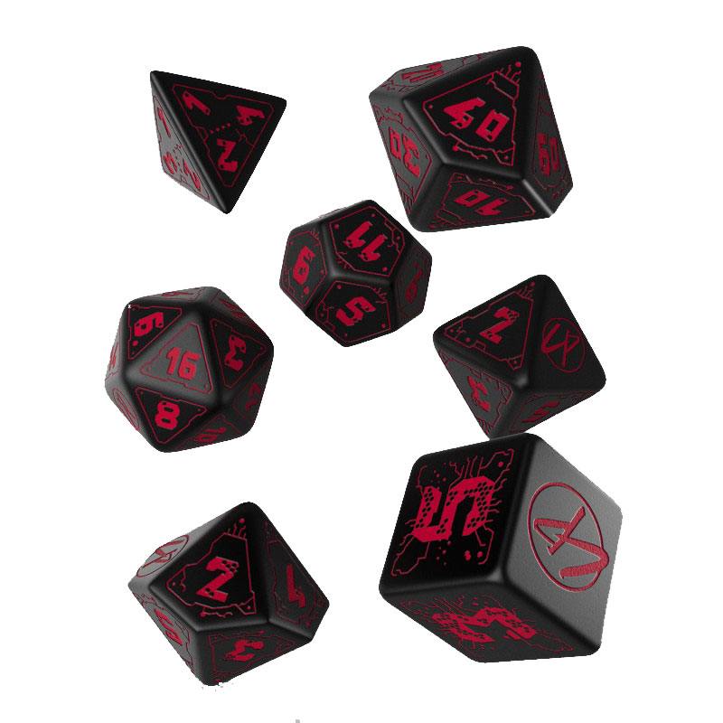 Cyberpunk Würfel Set Blood over Chrome (7) - Versand: 5-7 Tage nach Bestellung