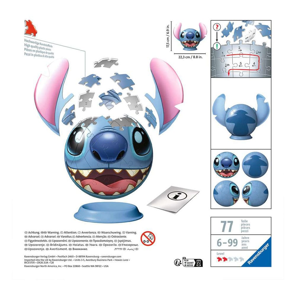 Lilo & Stitch 3D Puzzle Ball mit Ohren Stitch (77 Teile) - Versand: 7 Tage nach Bestellung
