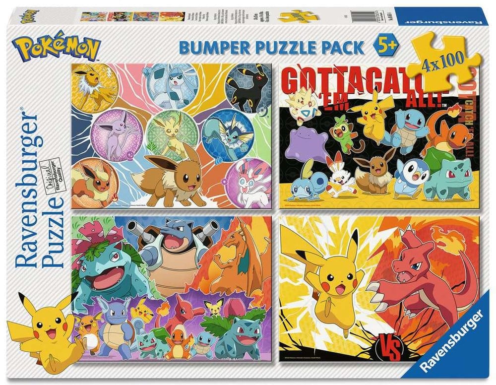 Pokémon Puzzles 4er-Pack Pokémon-Kumpels (4x100 Teile) - Versand: 7 Tage nach Bestellung