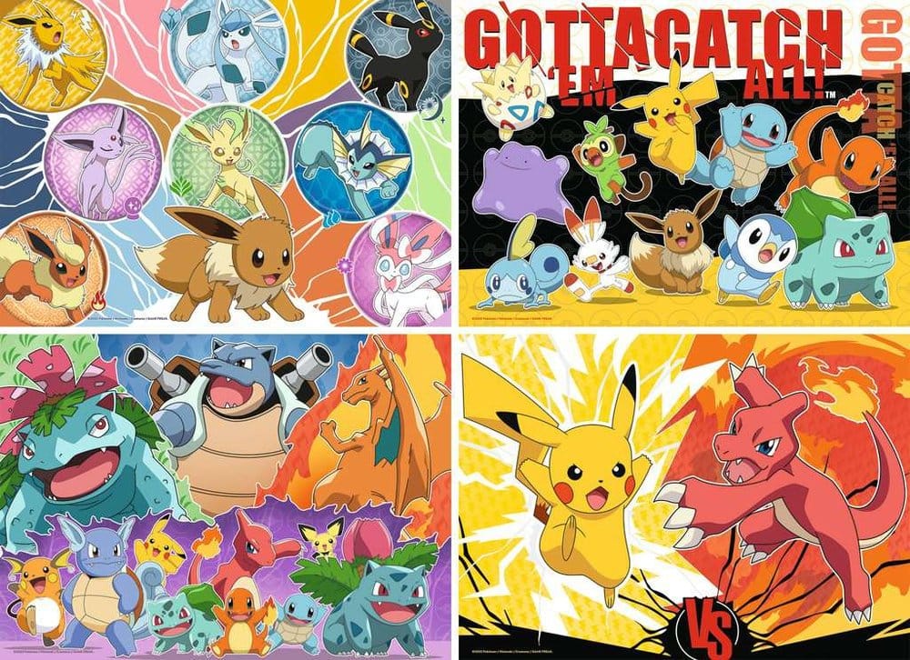 Pokémon Puzzles 4er-Pack Pokémon-Kumpels (4x100 Teile) - Versand: 7 Tage nach Bestellung
