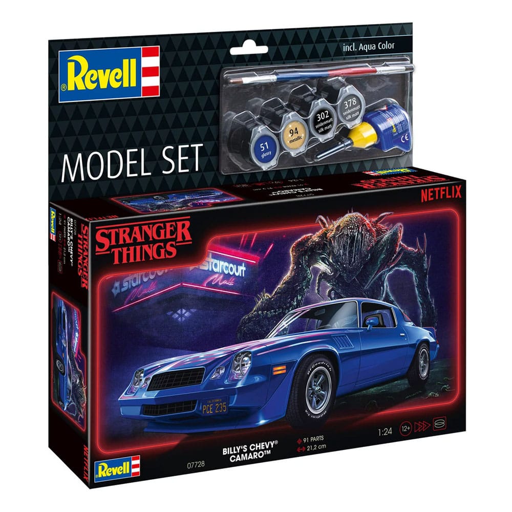 Stranger Things Modellbausatz-Set 1/25 Chevy Camaro Z/28 (Aqua Color) 19 cm - Versand: 7 Tage nach Bestellung