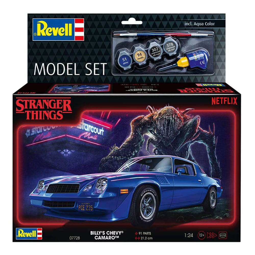 Stranger Things Modellbausatz-Set 1/25 Chevy Camaro Z/28 (Aqua Color) 19 cm - Versand: 7 Tage nach Bestellung