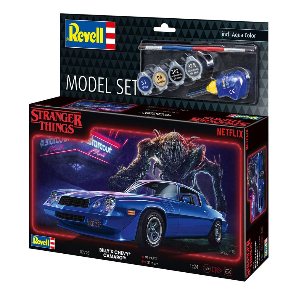 Stranger Things Modellbausatz-Set 1/25 Chevy Camaro Z/28 (Aqua Color) 19 cm - Versand: 7 Tage nach Bestellung