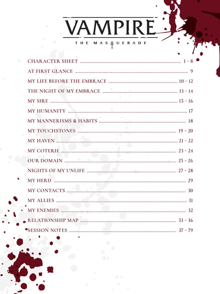 Vampire: The Masquerade 5th Edition RPG Journal Expanded Character Sheet Journal *Englische Version* - Versand: 7 Tage nach Bestellung