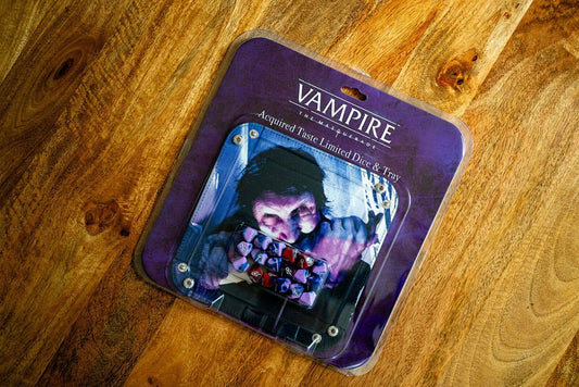 Vampire: The Masquerade 5th Edition RPG Acquired Taste limitierte Würfel mit Würfeltablett - Preorder - ETA: 13.04.2026