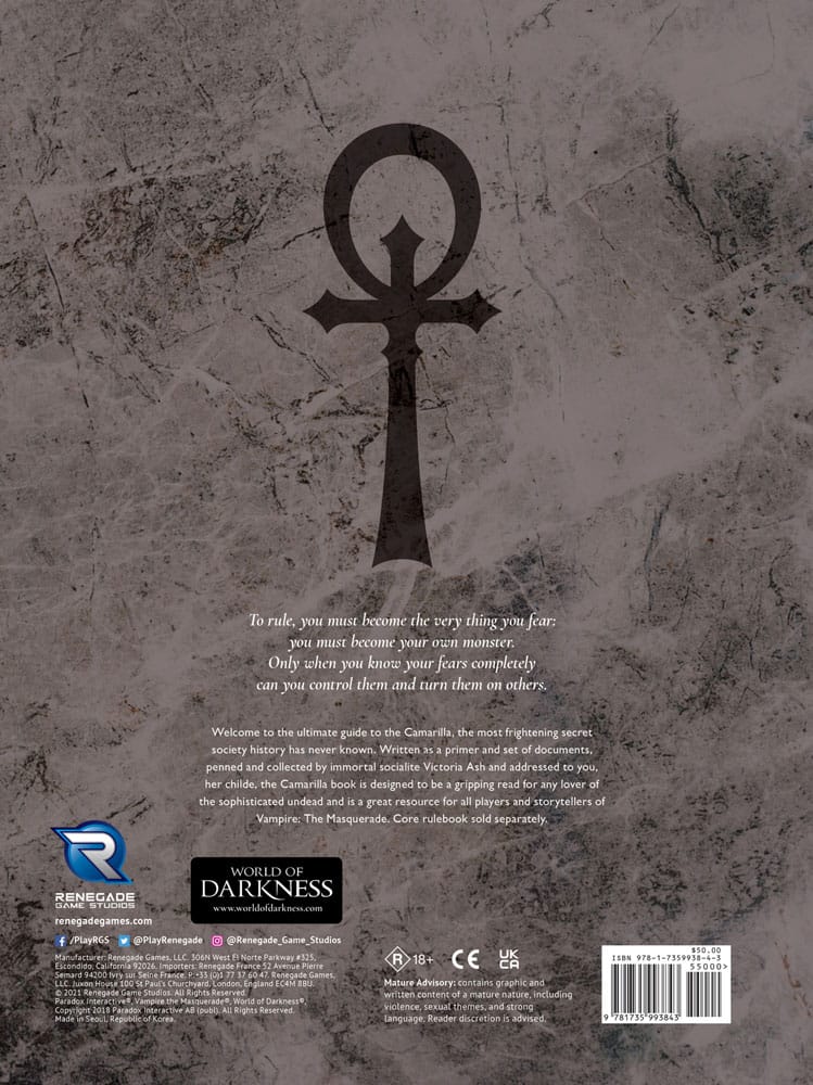 Vampire: The Masquerade 5th Edition RPG Buch Camarilla Sourcebook *Englische Version* - Versand: 7 Tage nach Bestellung