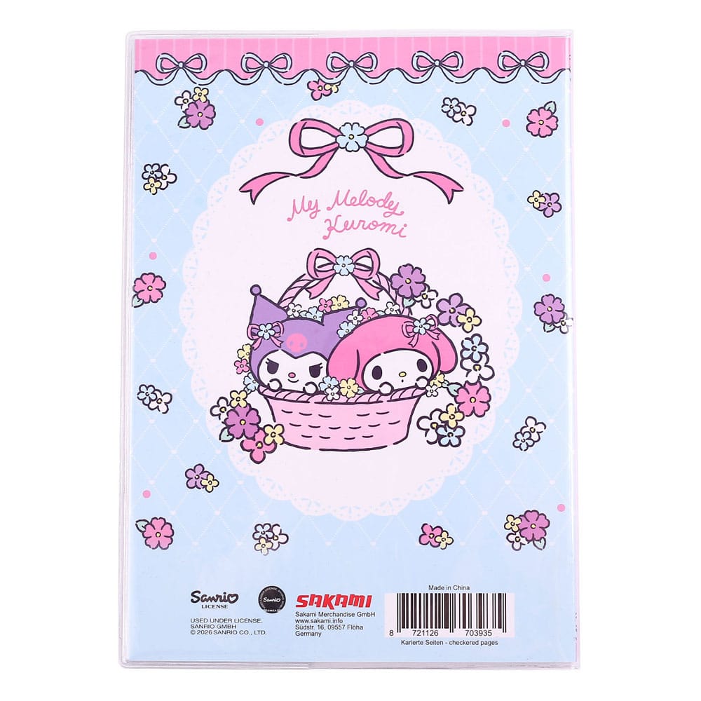 Sanrio Notizbuch Kuromi & My Melody Pastel Flower Holographic Checkered - Versand: 7 Tage nach Bestellung