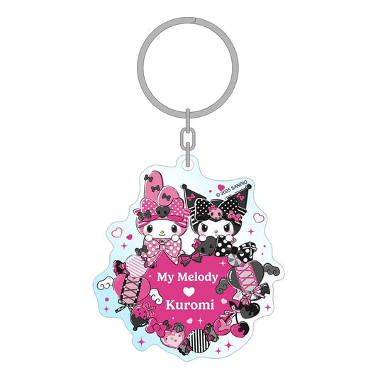 Sanrio Pink Black Party Series Acryl Schlüsselanhänger My Melody & Kuromi 7 cm      - Versand: 7 Tage nach Bestellung