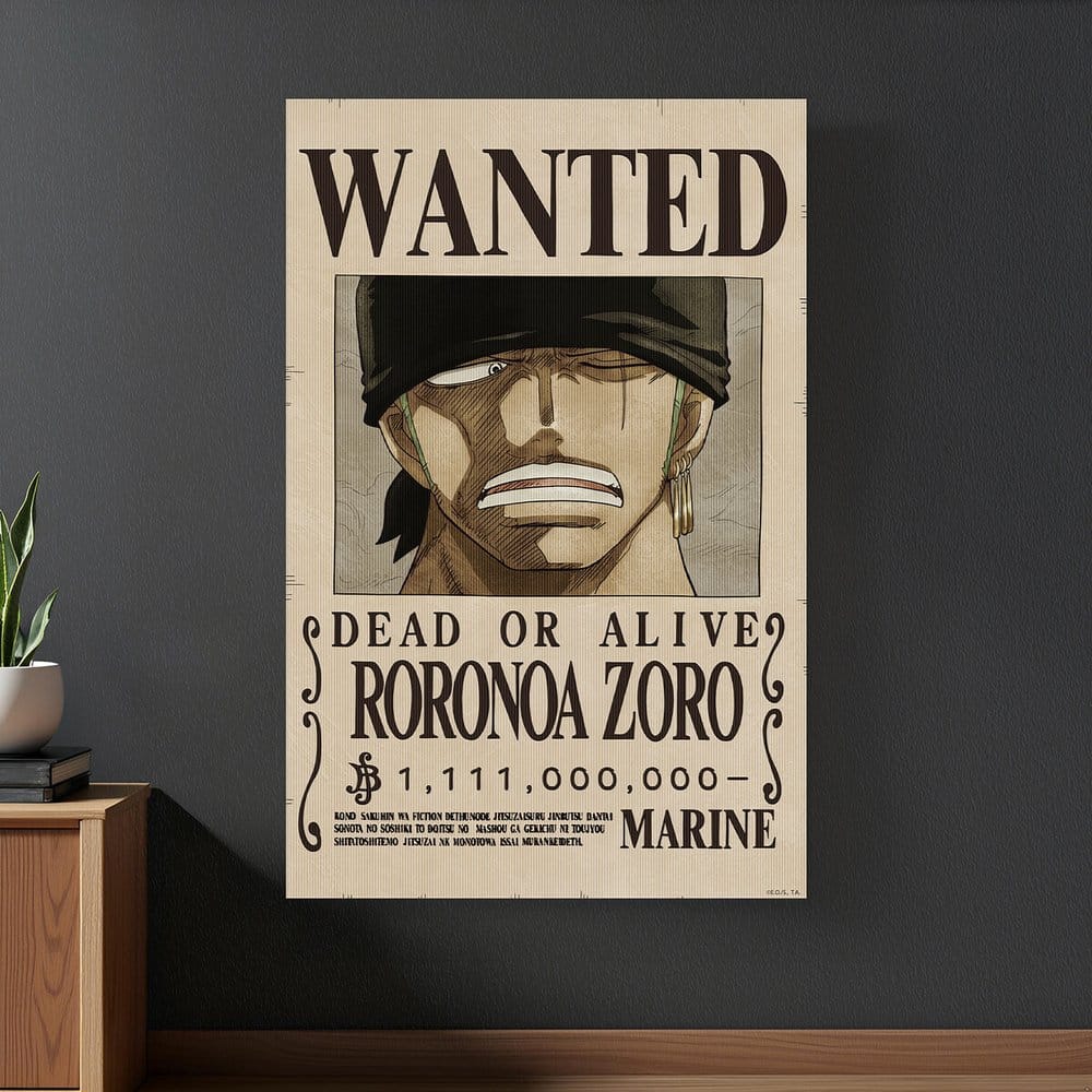 One Piece 3D Poster Wanted Roronoa Zoro 38 x 58 cm - Preorder - ETA: 25.09.2026