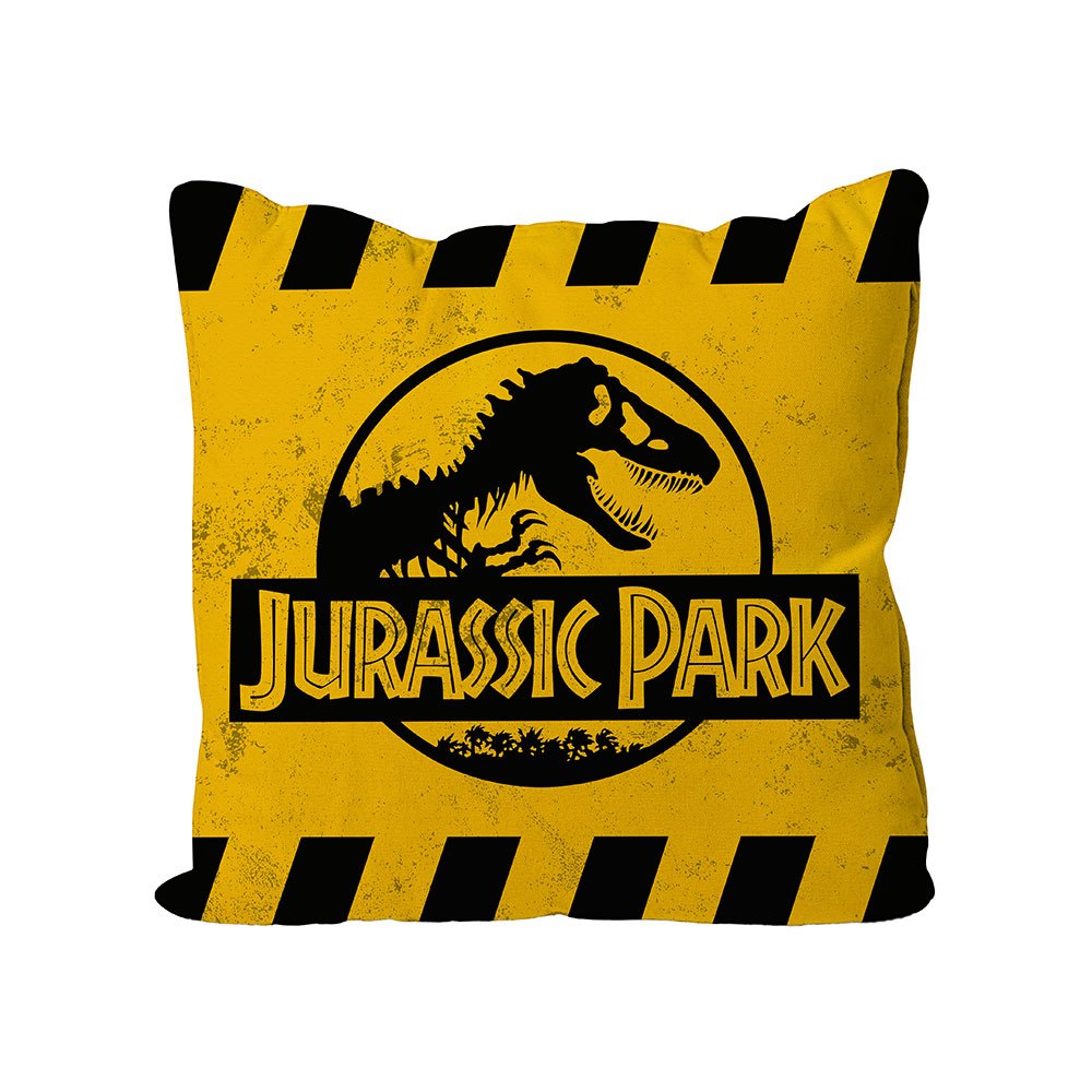 Jurassic Park Kissen Caution Yellow Logo 40 x 40 cm - Versand: 5-7 Tage nach Bestellung