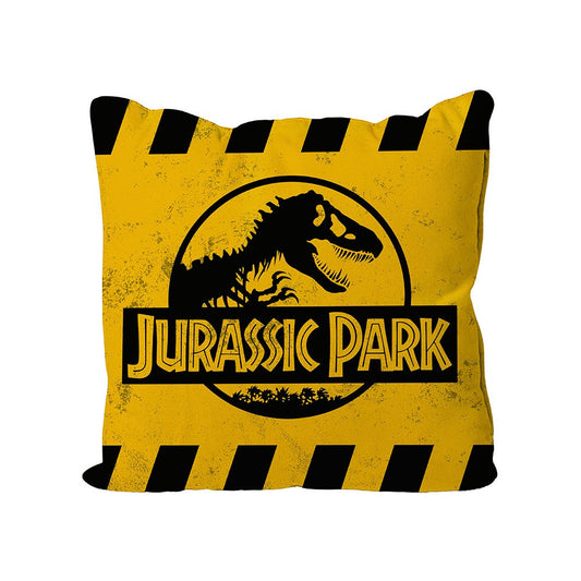 Jurassic Park Kissen Caution Yellow Logo 40 x 40 cm - sofort lieferbar
