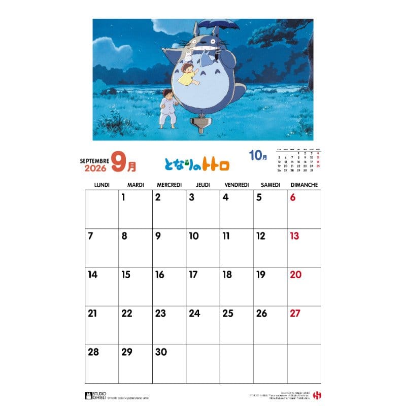 Mein Nachbar Totoro Kalender 2026 *Französische Version* - Versand: 7 Tage nach Bestellung