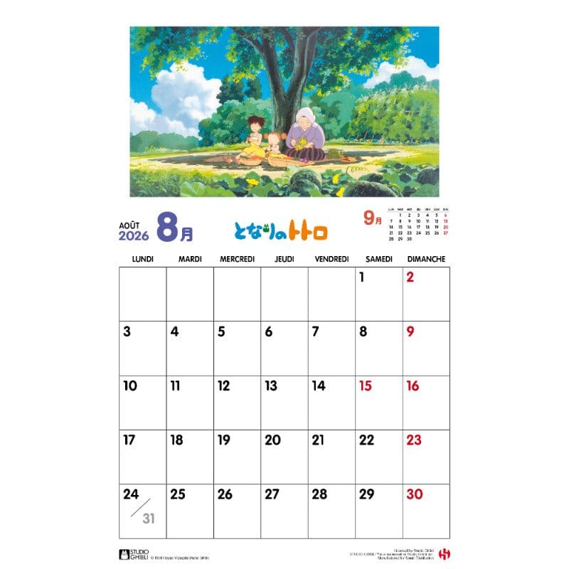 Mein Nachbar Totoro Kalender 2026 *Französische Version* - Versand: 7 Tage nach Bestellung