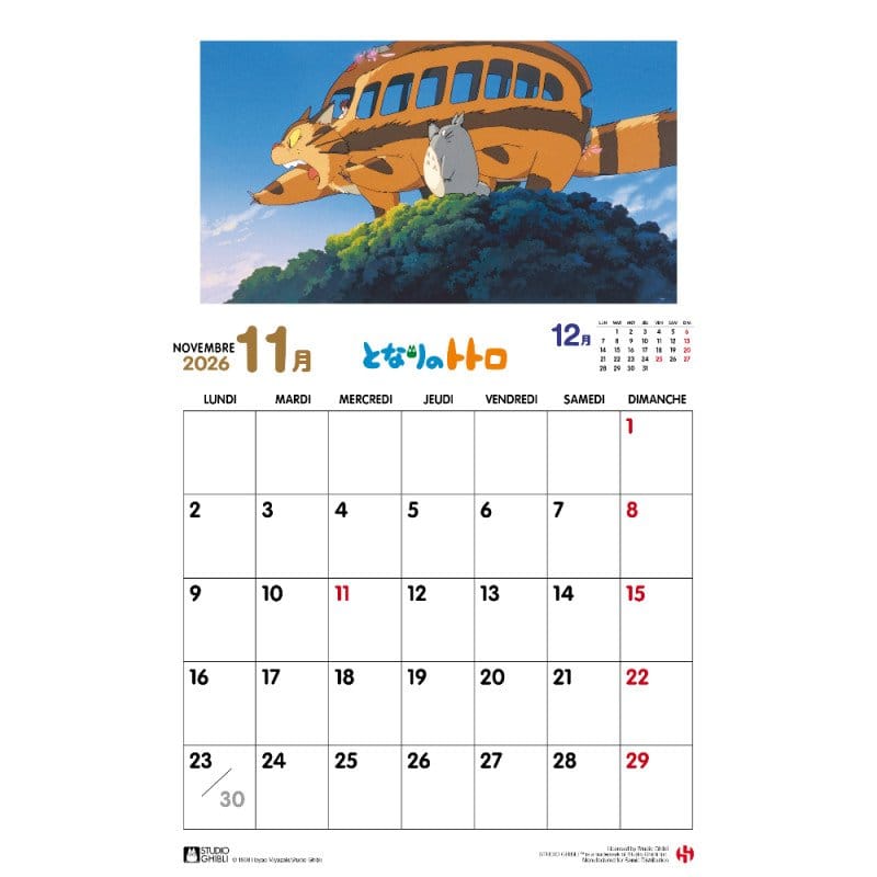 Mein Nachbar Totoro Kalender 2026 *Französische Version* - Versand: 7 Tage nach Bestellung