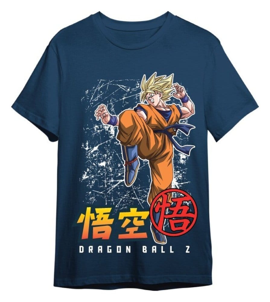 Dragon Ball Z T-Shirt Goku Super Saiyan Jeansblau Größe S - Versand: 7 Tage nach Bestellung