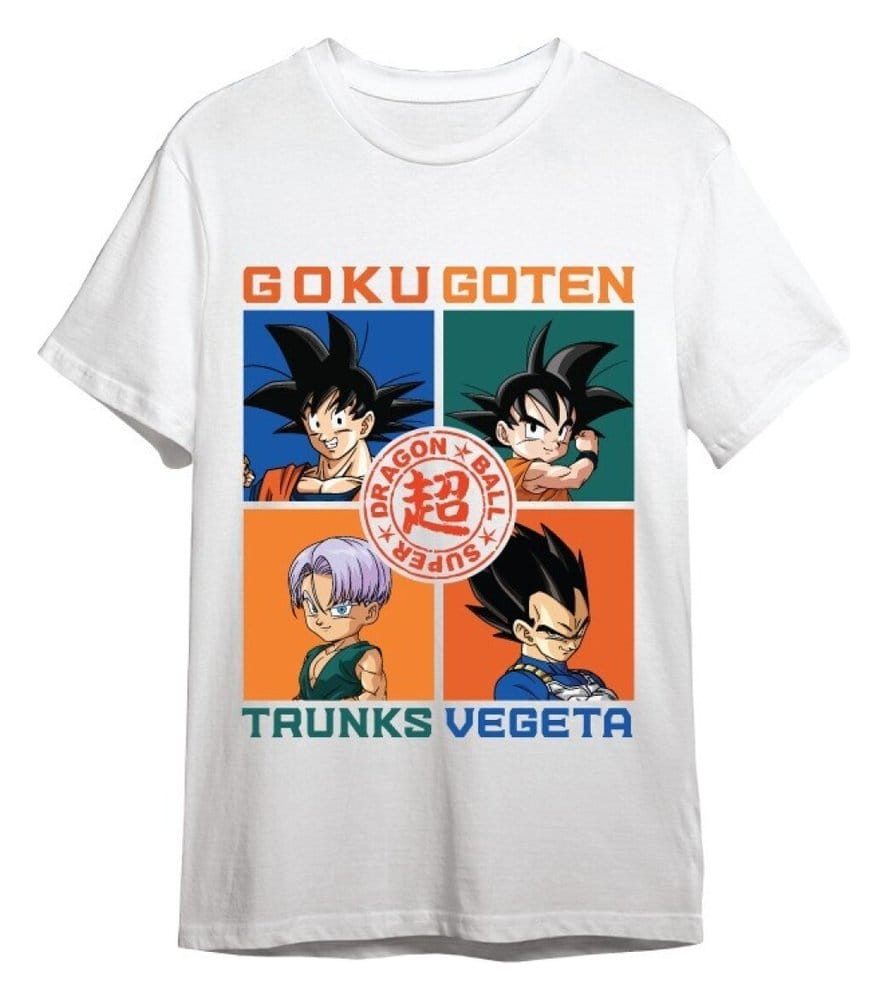 Dragon Ball Super T-Shirt Goku, Goten, Trunks, Vegeta Weiß Größe L - Preorder - ETA: 25.08.2026