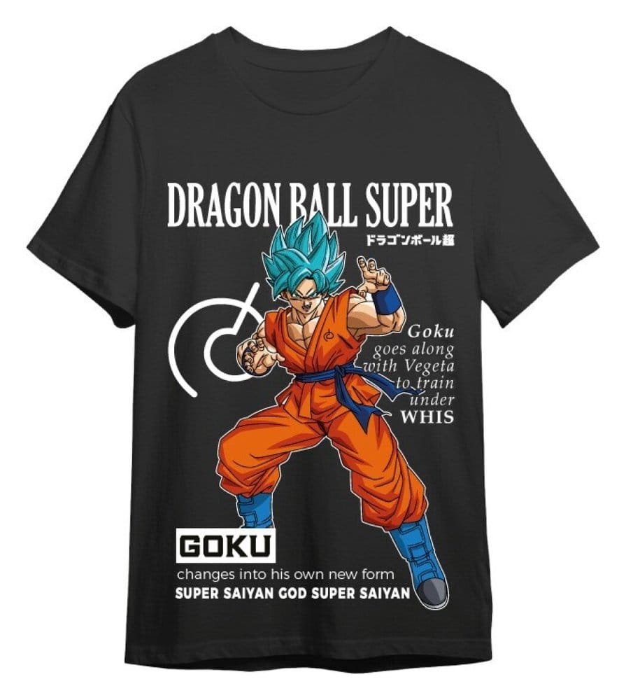 Dragon Ball Super T-Shirt Goku Training Schwarz Größe L - Versand: 7 Tage nach Bestellung