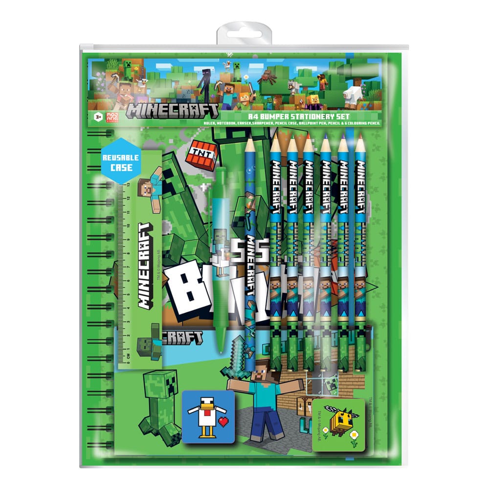 Minecraft Schreibset 12-teilig A4 Bumper  - Versand: 7 Tage nach Bestellung