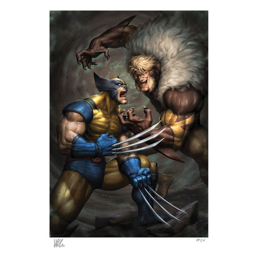 Marvel Kunstdruck Wolverine vs Sabretooth 41 x 61 cm - ungerahmt - Preorder - ETA: 03.01.2026