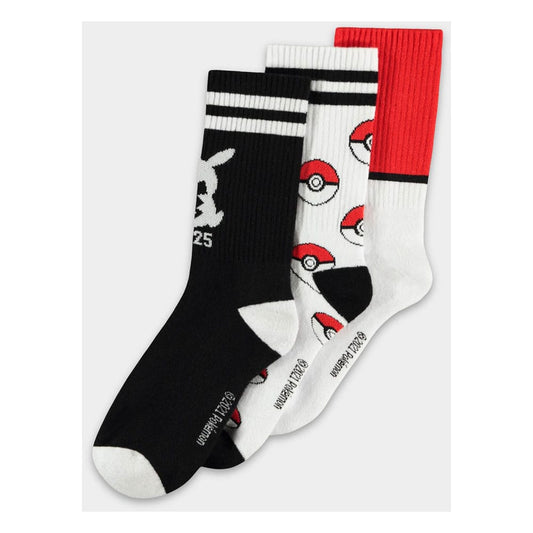 Pokemon Socken 3er-Pack Pikachu Pokeball 39-42 - Versand: 5-7 Tage nach Bestellung